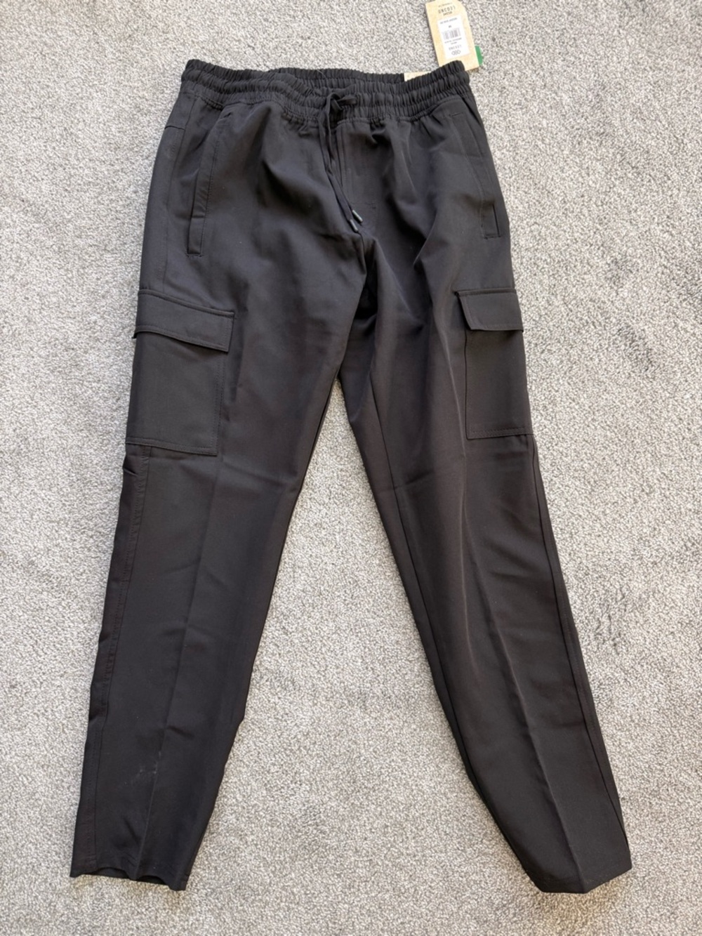 Men's Black Cargo Pants with Drawstring Waist